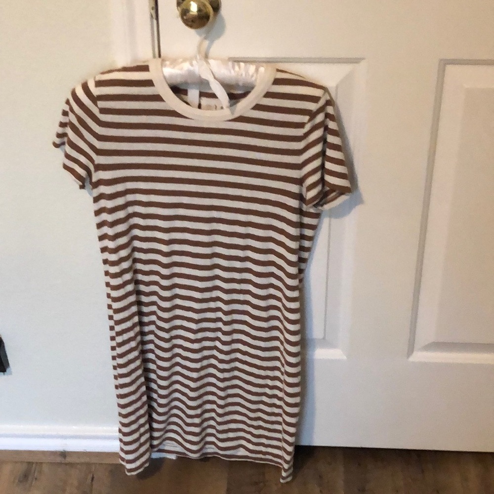 Brown/White Striped Mini Dress